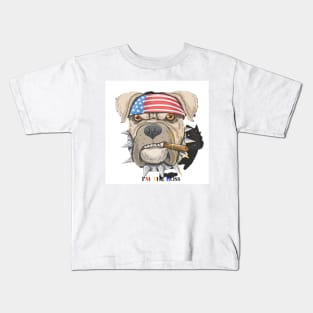 Pitbull American punk head dog Kids T-Shirt